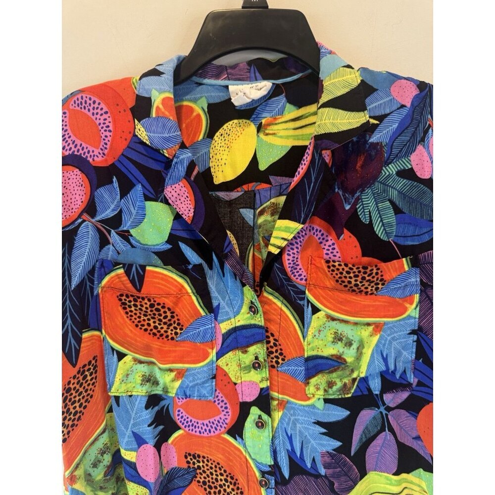 Anthropologie Orane Sigal Bonanza Surf Buttondown Top M Colorful Maximalist - Picture 2 of 10